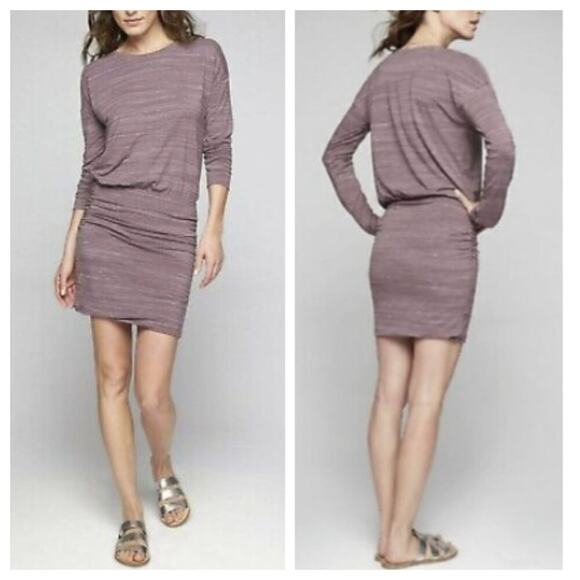 Athleta Women's Beyond Soft Avenues Dress Mauve White Size L - Picture 1 of 11